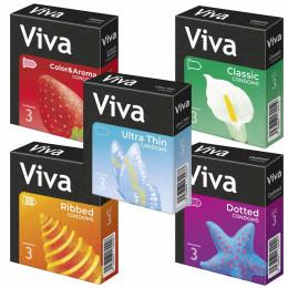 Пробний комплект ТМ Viva 15шт (5 видів презервативів по 3шт)