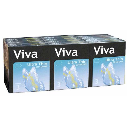 Блок презервативів Viva 36шт Ультратонкі (Блок 12 пачок по 3шт) - Фото№1