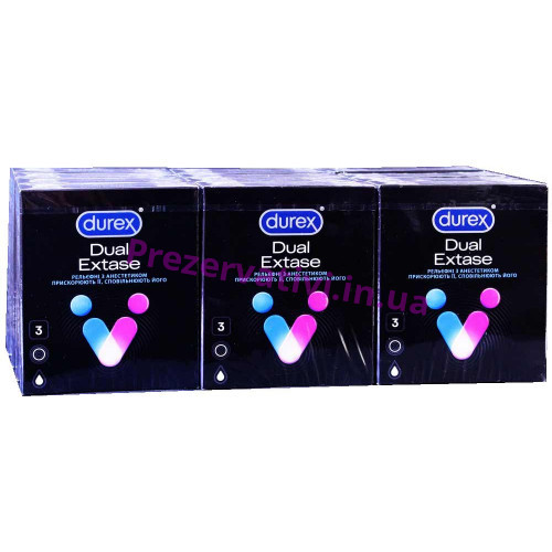Блок презервативов Durex 12 пачек №3 Dual Extase - Фото№1