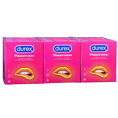 Блок презервативов Durex 12 пачек 3шт Pleasuremax - Фото№1