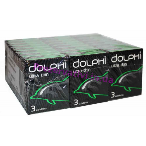 Блок презервативов Dolphi Ultra thin 63шт (21 пачка по 3шт) - Фото№1