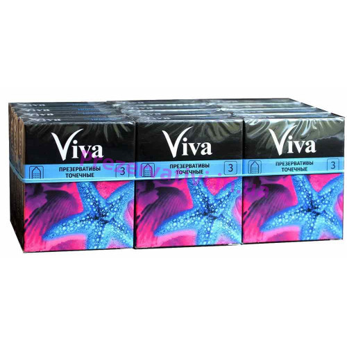 Блок презервативов Viva Точечные 36шт (12 пачек по 3шт) - Фото№1