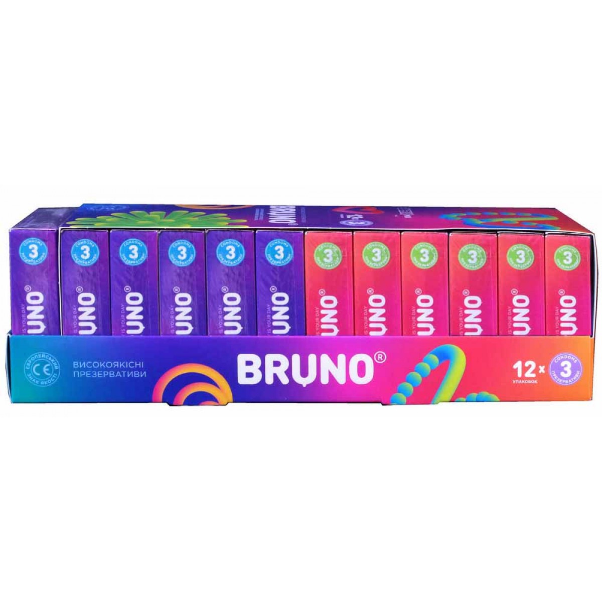 Блок презервативів Bruno 36шт (2 види по 6 пачек)