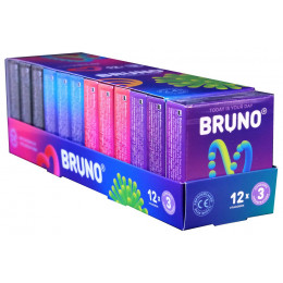 Блок презервативов Bruno 36шт (3 пачки 4 вида по 3шт)