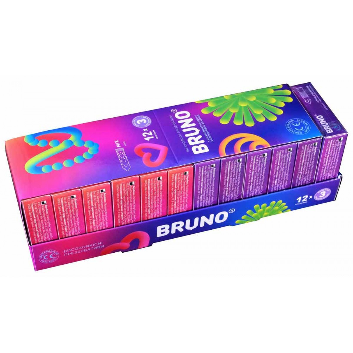 Блок презервативів Bruno 36шт (2 види по 6 пачек)