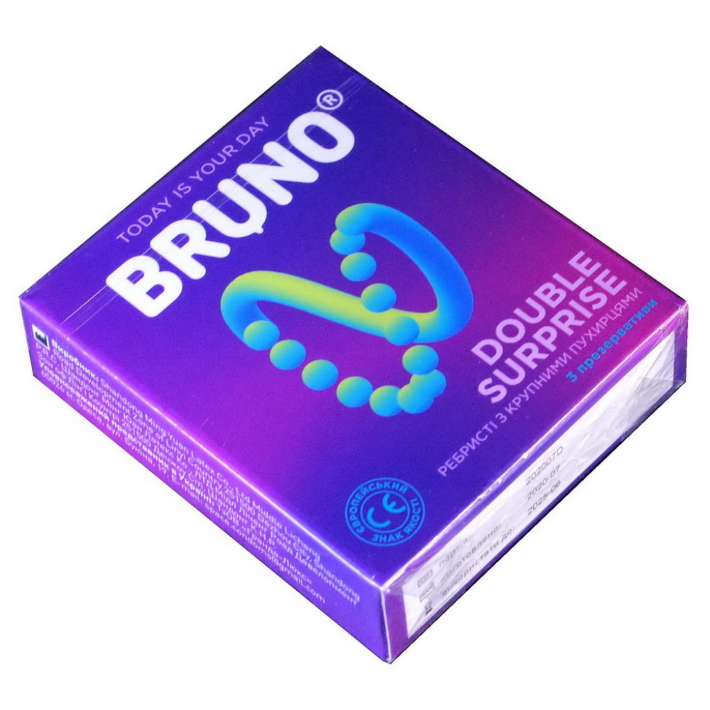 Презервативы Bruno 3шт Double Surprise большие точки и ребра
