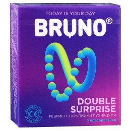 Презервативы Bruno 3шт Double Surprise большие точки и ребра