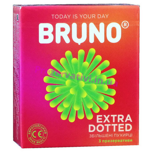 Презервативы Bruno 3шт Extra Dotted увеличенные точки - Фото№1