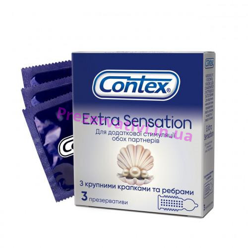 Презервативы латексные с силиконовой смазкой CONTEX Extra Sensation (с крупными точками и ребрами), 3 шт - Фото№1