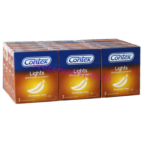 Блок презервативов Contex 12 пачек 3шт Lights - Фото№1