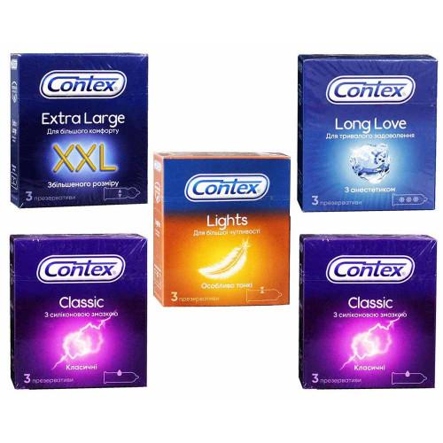 Пробний комплект ТМ Contex 15шт (5 видів презервативів по 3шт) - Фото№1