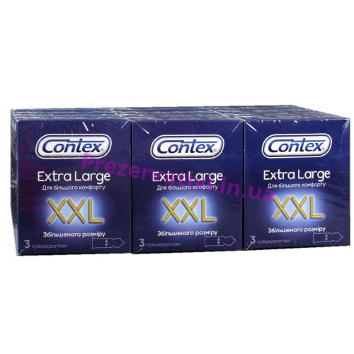 Блок презервативов Contex 12 пачек 3шт Extra Large - Фото№1
