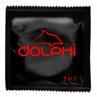 Блок презервативов Dolphi 3в1 ребристо-точечные 63шт (21 пачкаи по 3шт) - Фото№6