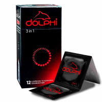 Блок презервативов Dolphi 3в1 ребристо-точечные №144 (12 пачек по 12шт) - Фото№3
