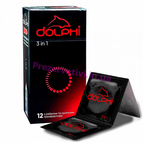 Презервативы Dolphi 3в1 ребристо-точечные 12шт - Фото№1