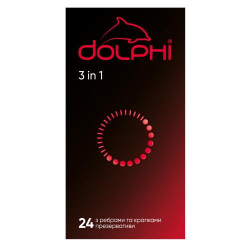 Презервативы Dolphi 3в1 ребристо-точечные 24шт - Фото№1