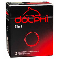 Блок презервативов Dolphi 3в1 ребристо-точечные 63шт (21 пачкаи по 3шт) - Фото№3