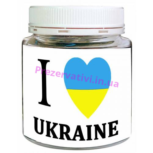 Презервативы Dolphi "Я люблю Україну" в баночке 15шт - Фото№1