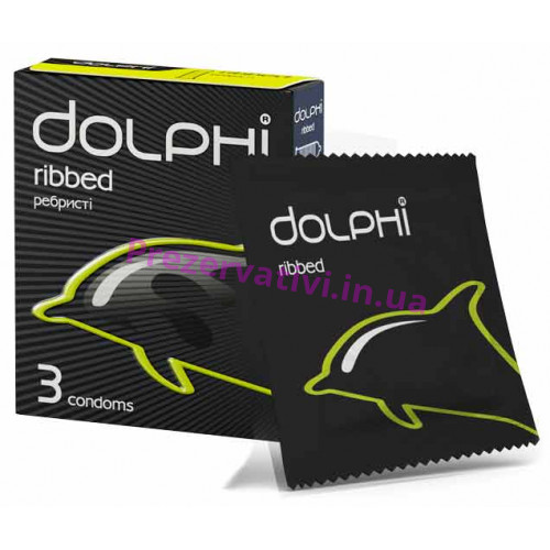 Презервативы Dolphi Ribbed ребристые 3шт - Фото№1