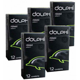 Презервативы Dolphi Ribbed ребристые 60шт (5 пачек по 12шт)