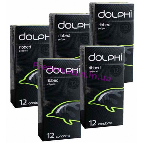 Презервативы Dolphi Ribbed ребристые №60 (5 пачек по 12шт) - Фото№1