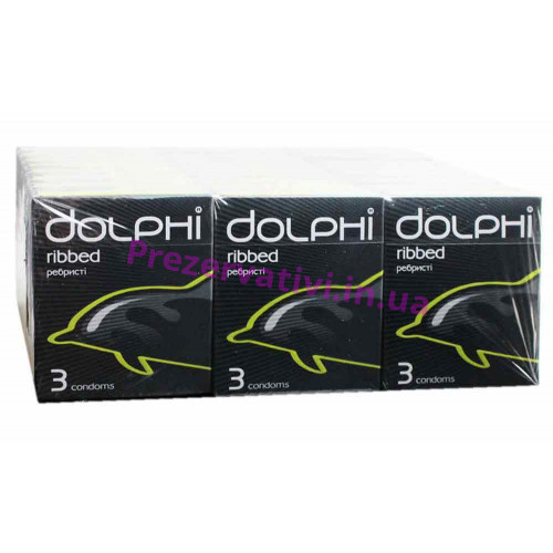 Блок презервативов Dolphi Ribbed ребристые №72 (24 пачки по 3шт) - Фото№1