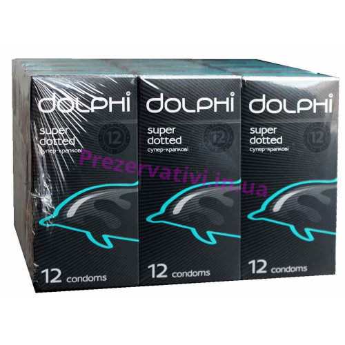 Блок презервативов Dolphi Super Dotted точечные 144шт (12 пачек по 12шт) - Фото№1