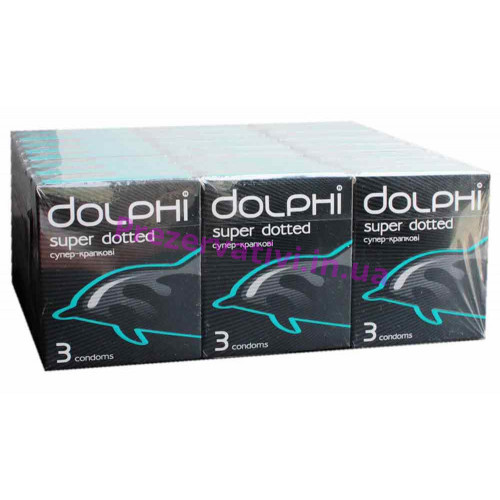Блок презервативов Dolphi Super Dotted точечные №72 (24 пачки по 3шт) - Фото№1
