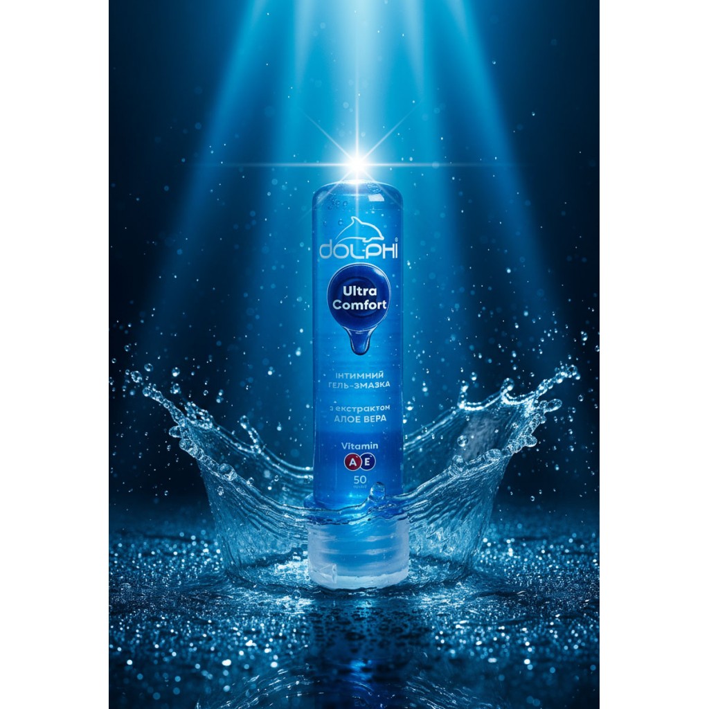 Новий дизайн! Гель-змазка Dolphi Ultra Comfort 50мл з алое-вера зволожуюча