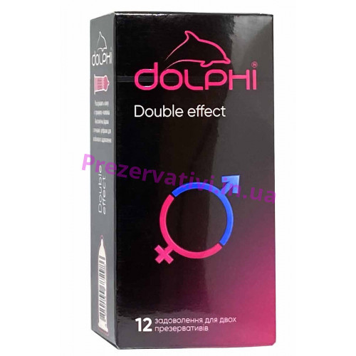 Презервативы Dolphi NEW Double Effect точки и ребра, пролонгирующие разогревающие №12 - Фото№1