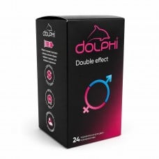 Презервативы Dolphi Double Effect точки и ребра, пролонгирующие разогревающие 24шт
