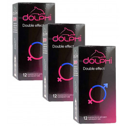 Презервативы Dolphi NEW Double Effect точки и ребра, пролонгирующие разогревающие 36шт (3 пачки по 12шт)