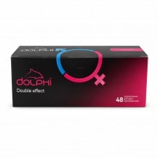 Презервативы Dolphi Double Effect точки и ребра, пролонгирующие разогревающие 48шт