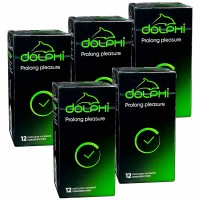 Презервативи Dolphi NEW Prolong Pleasure пролонгуючі 60шт (5 пачок по 12шт)