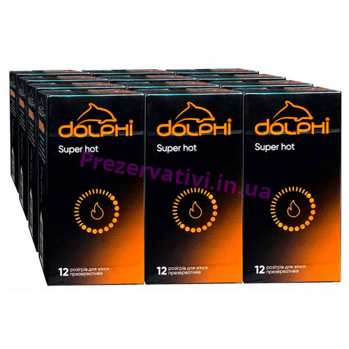 Блок презервативов Dolphi NEW Super Hot с возбуждающей смазкой №144 (12 пачек по 12шт) - Фото№1