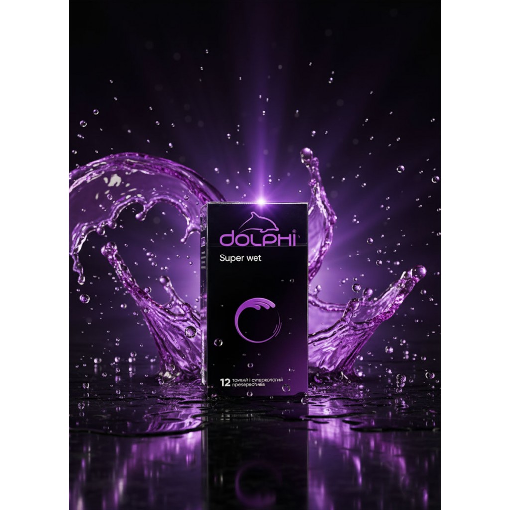 Презервативи Dolphi Super Wet супертонкі з додатковим змащувачем 12шт