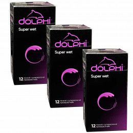 Презервативы Dolphi NEW Super Wet тонкие с обильной смазкой №36 (3 пачки по 12шт)