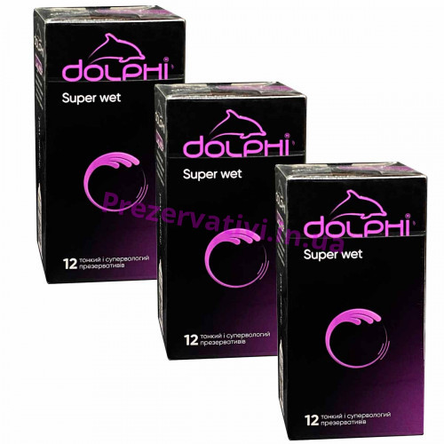 Презервативы Dolphi NEW Super Wet тонкие с обильной смазкой 36шт (3 пачки по 12шт) - Фото№1