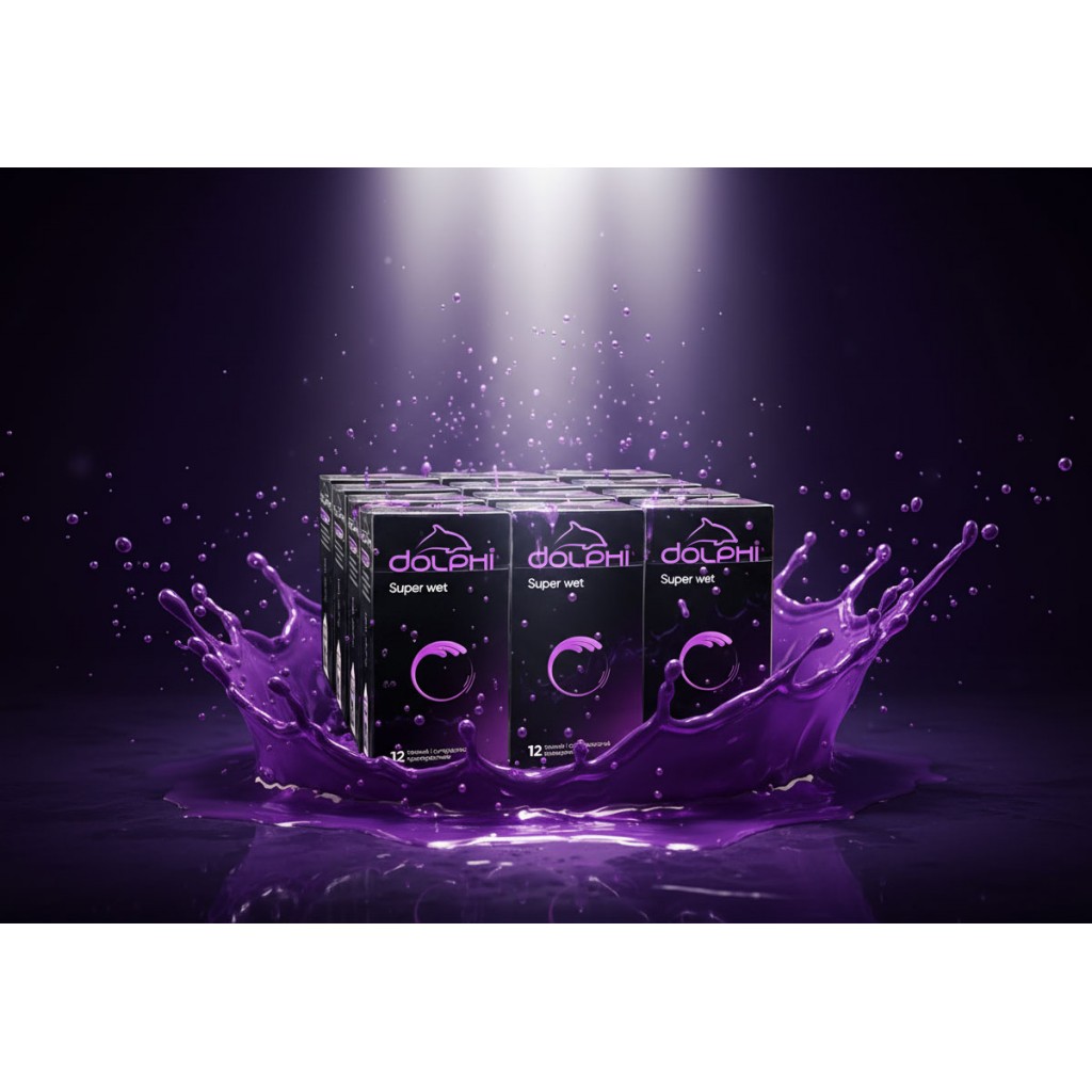 Блок презервативов Dolphi Super Wet тонкие с обильной смазкой 144шт (12 пачек по 12шт)