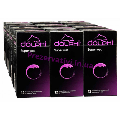 Блок презервативов Dolphi NEW Super Wet тонкие с обильной смазкой №144 (12 пачек по 12шт) - Фото№1