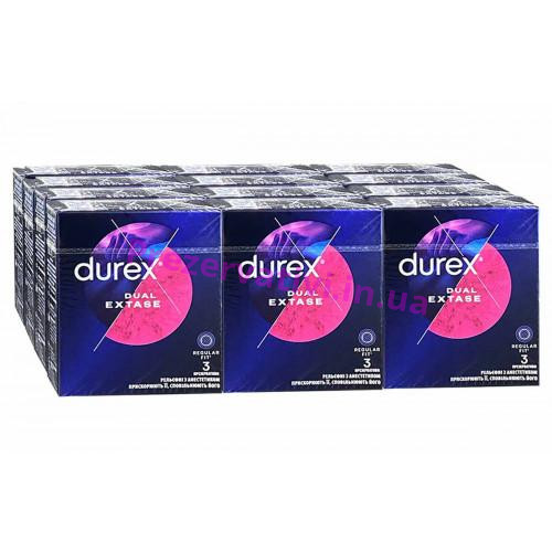 Блок презервативов Durex 12 пачек 3шт Dual Extase - Фото№1