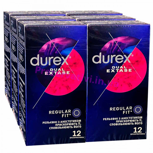 Блок презервативов Durex 6 пачек №12 Dual Extase - Фото№1