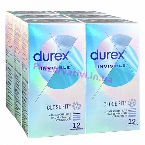 Блок презервативов Durex 6 пачек №12 Invisible - Фото№1