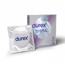 Презервативы DUREX 3шт Invisible ExtraLube с дополнительной смазкой