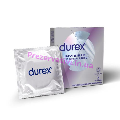 Презервативы DUREX №3 Invisible ExtraLube с дополнительной смазкой - Фото№1