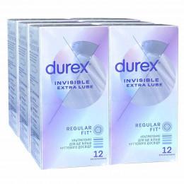 Блок презервативов DUREX 6 пачек 12шт Invisible ExtraLube с дополнительной смазкой