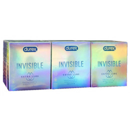Блок презервативов DUREX 12 пачек 3шт Invisible ExtraLube с дополнительной смазкой