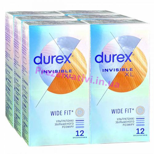 Блок презервативов Durex 6 пачек 12шт Invisible XL увеличенного размера - Фото№1