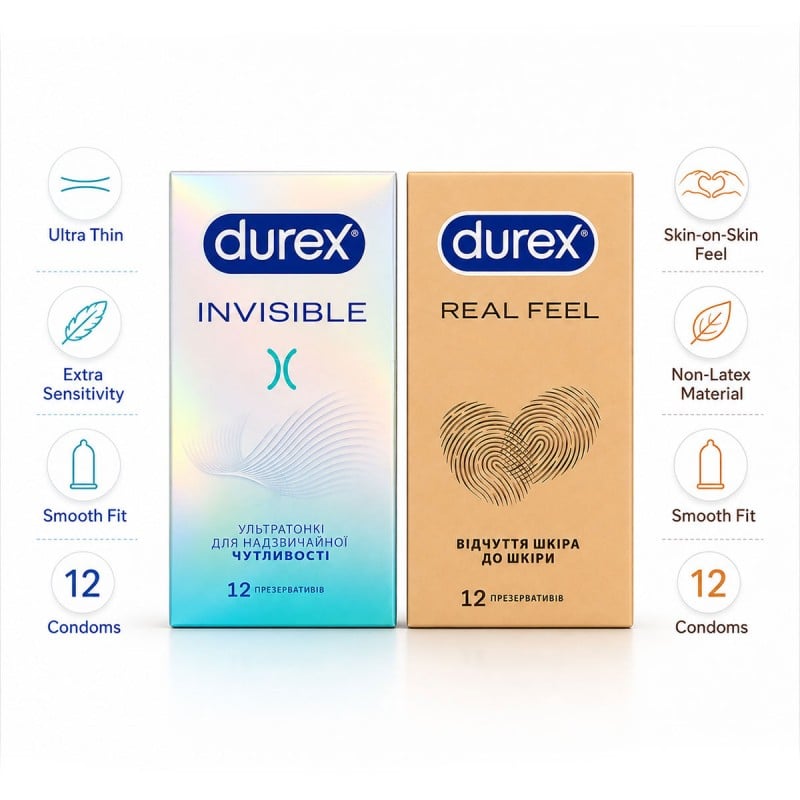 Комплект DUREX NEW Invisible и Real Feel
