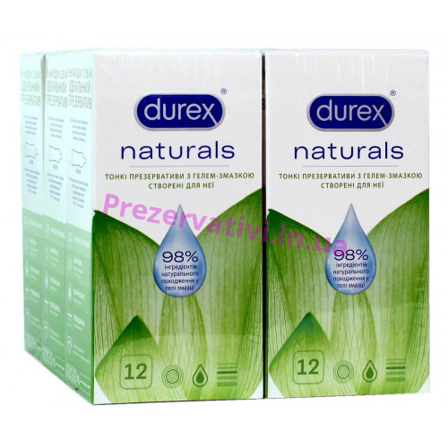 Блок презервативов Durex 6 пачек №12 Naturals тонкие с натуральной смазкой - Фото№1